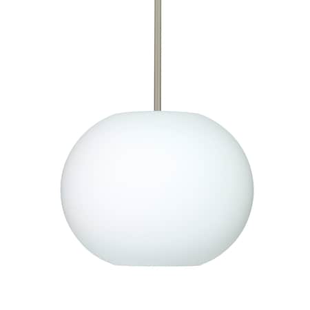 Besa Lighting Jordo Stem Pendant, Opal Matte, Satin Nickel Finish, 1x150W Incandescent 1TT-477507-SN